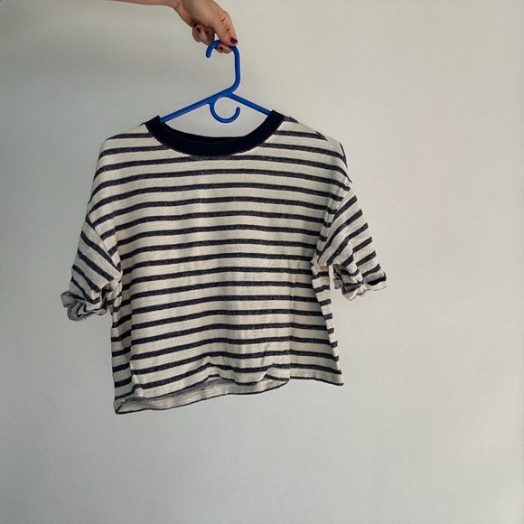 Oversized Striped Cali-Fleece Elbow-Sleeve Sweatshirt - Picture 3 of 5